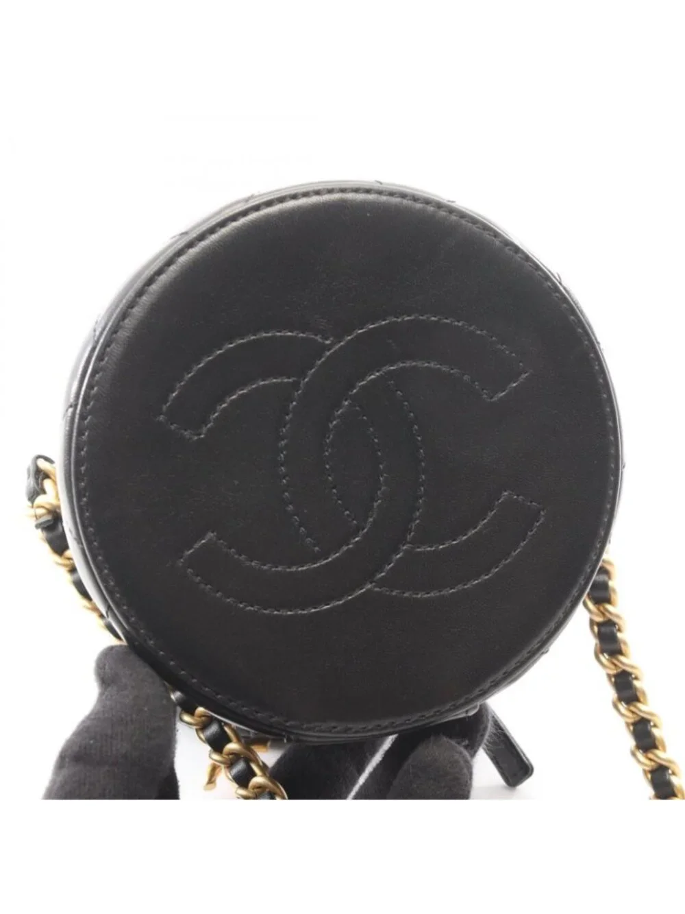 Chanel Shoulder Bag Quilted Black Lambskin Vanity Chain